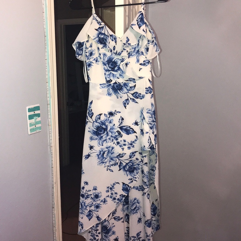 Blue floral open leg dress